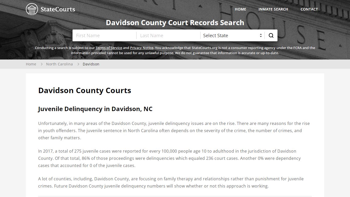 Davidson County, NC Courts - Records & Cases - StateCourts