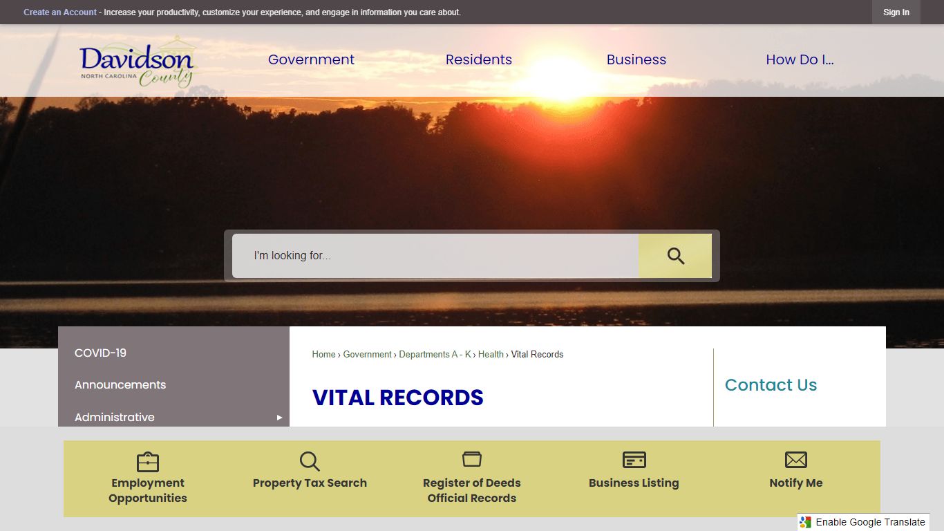 Vital Records | Davidson County, NC