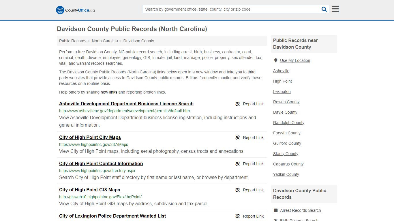 Davidson County Public Records (North Carolina) - County Office
